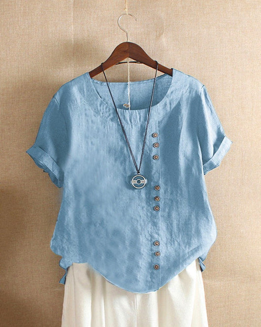 Blusa Doris Casual de Manga Corta con Botones