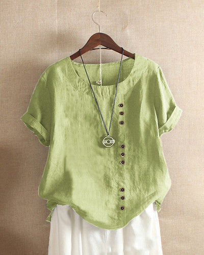 Blusa Doris Casual de Manga Corta con Botones