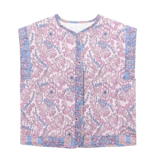 Chaleco Frieda Acolchado Floral con Bolsillos Laterales