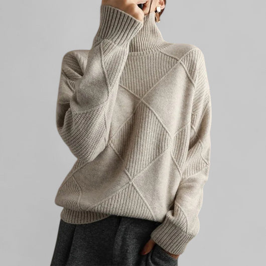 Jersey Barbara Oversize de Cuello Alto Estampado
