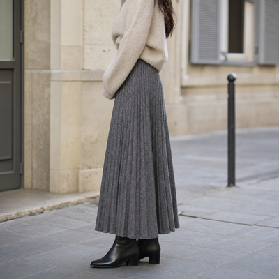 Falda Midi Marlowe Plisada Efecto Lana