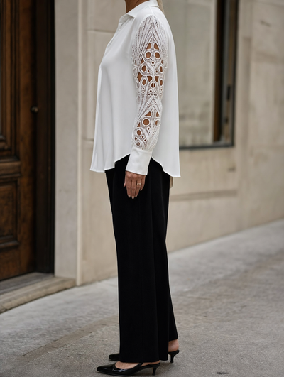 Blusa Hollis con Paneles de Encaje