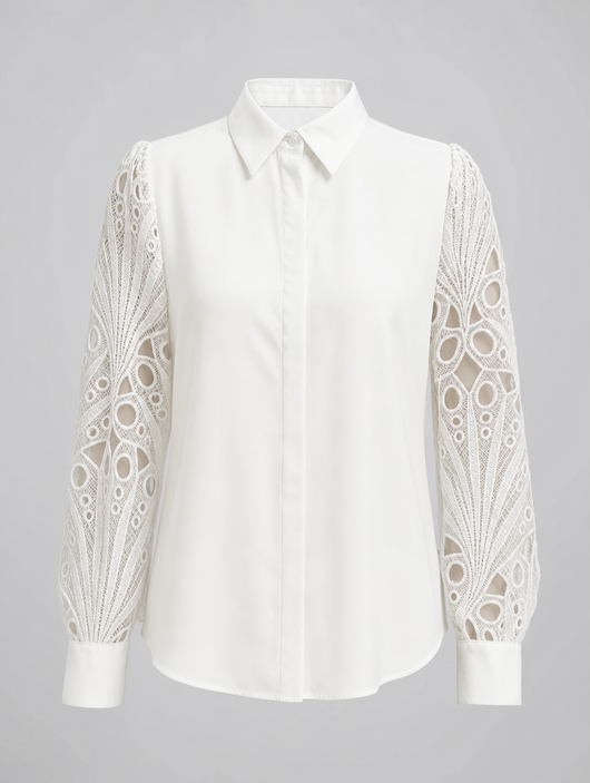 Blusa Hollis con Paneles de Encaje