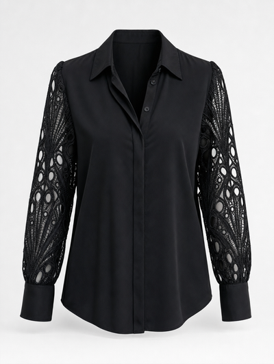 Blusa Hollis con Paneles de Encaje