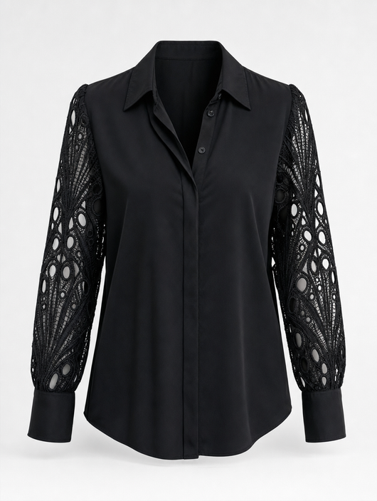 Blusa Hollis con Paneles de Encaje