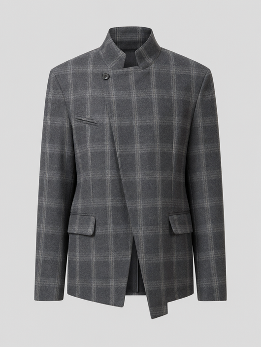 Chaqueta de Cuadros con Cuello Alto Oakhanger
