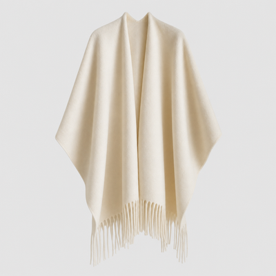 Poncho Reversible con Flecos Zennor