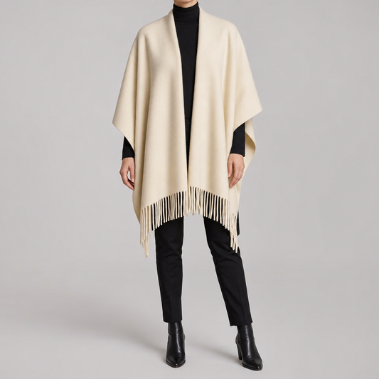 Poncho Reversible con Flecos Zennor