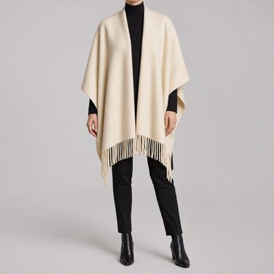 Poncho Reversible con Flecos Zennor
