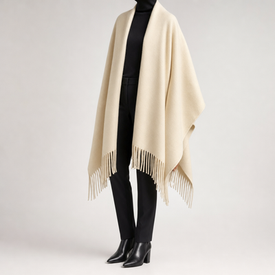 Poncho Reversible con Flecos Zennor
