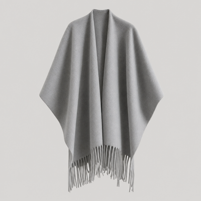 Poncho Reversible con Flecos Zennor