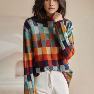 Jersey de Punto Andrea a Cuadros Color Block