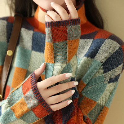 Jersey de Punto Andrea a Cuadros Color Block