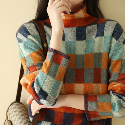 Jersey de Punto Andrea a Cuadros Color Block