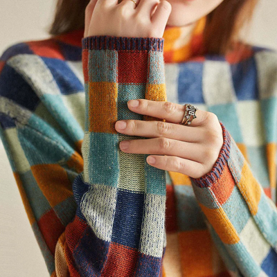 Jersey de Punto Andrea a Cuadros Color Block