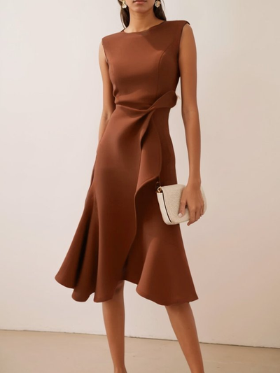 Vestido Midi Beatrice Drapeado Asimétrico