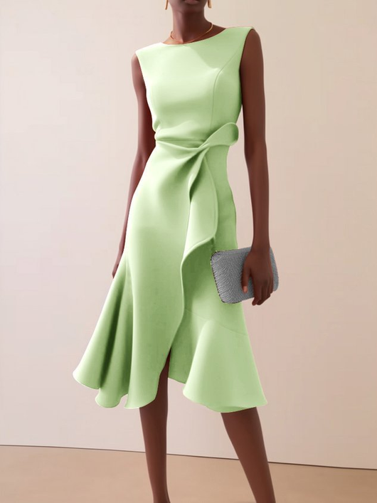 Vestido Midi Beatrice Drapeado Asimétrico