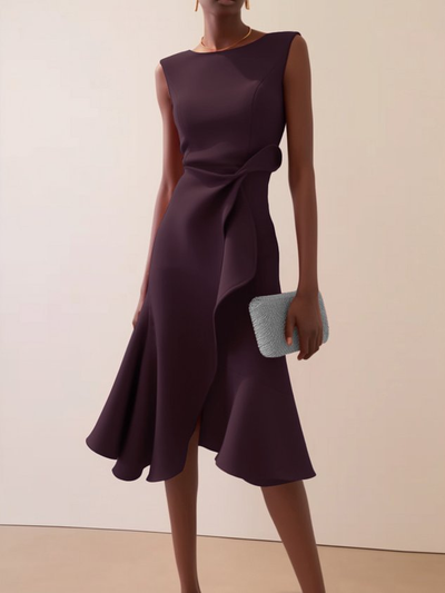 Vestido Midi Beatrice Drapeado Asimétrico