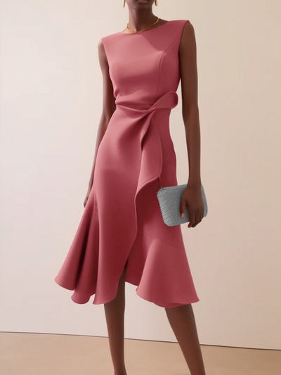 Vestido Midi Beatrice Drapeado Asimétrico
