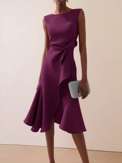 Vestido Midi Beatrice Drapeado Asimétrico