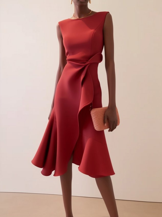 Vestido Midi Beatrice Drapeado Asimétrico