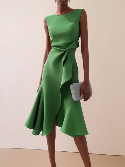 Vestido Midi Beatrice Drapeado Asimétrico