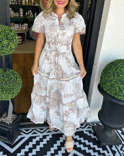 Vestido Maxi Escalonado Estampado – Vestido Casual | Eliana