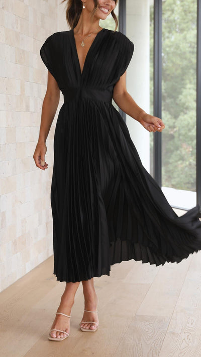 Vestido Midi Plisado con Lazada Delantera – Vestido Casual de Verano | Juliette