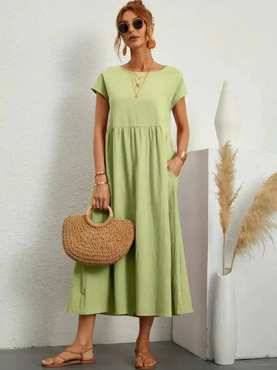 Vestido Largo Fruncido – Vestido Casual de Verano | Camille