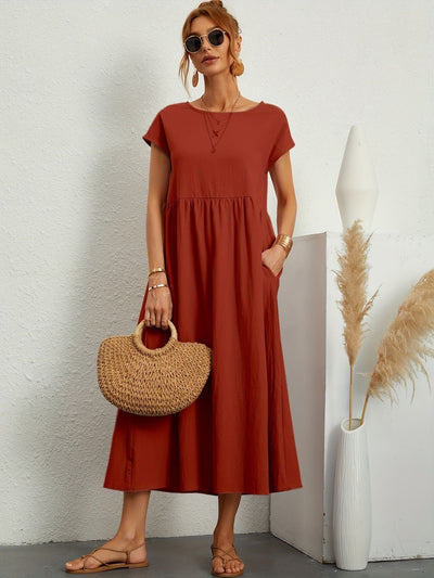 Vestido Largo Fruncido – Vestido Casual de Verano | Camille
