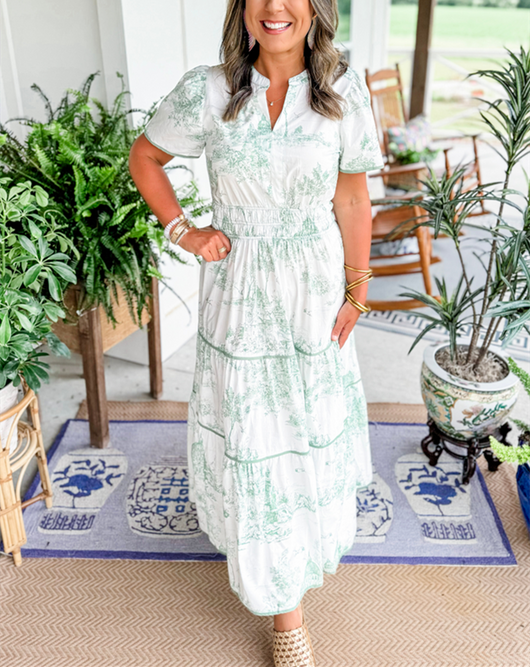 Vestido Maxi Escalonado Estampado – Vestido Casual | Eliana