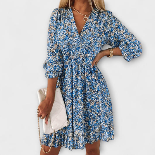Vestido Mini Fruncido Floral – Vestido Casual | Elara