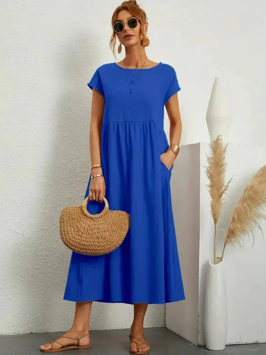 Vestido Largo Fruncido – Vestido Casual de Verano | Camille