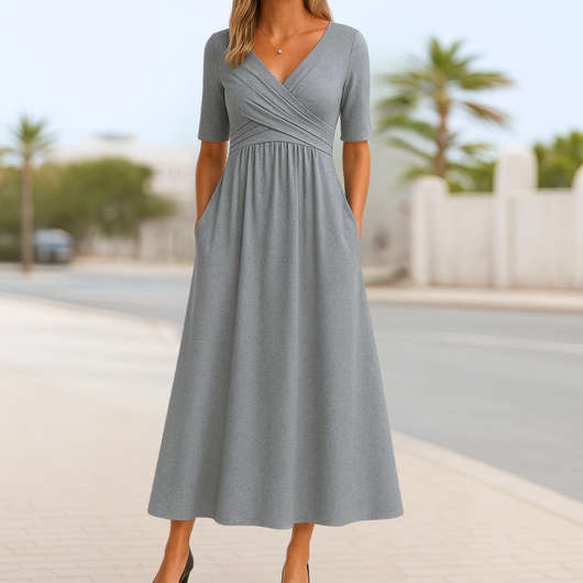 Vestido Midi Cruzado – Vestido Elegante | Celeste