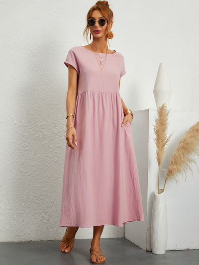 Vestido Largo Fruncido – Vestido Casual de Verano | Camille