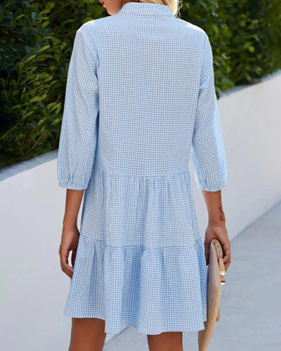 Vestido Mini con Cuello y Volantes – Vestido Casual | Elara