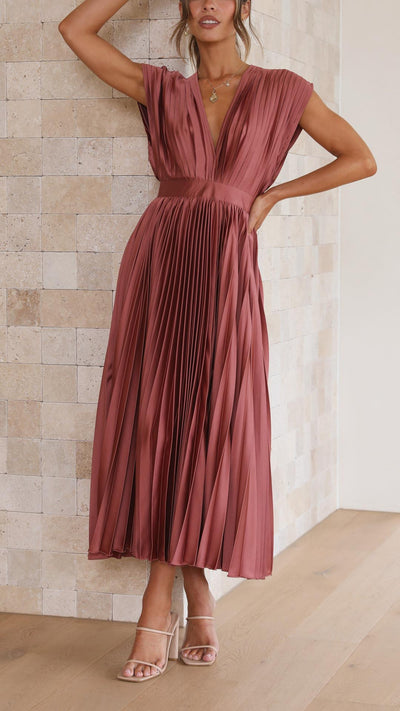 Vestido Midi Plisado con Lazada Delantera – Vestido Casual de Verano | Juliette