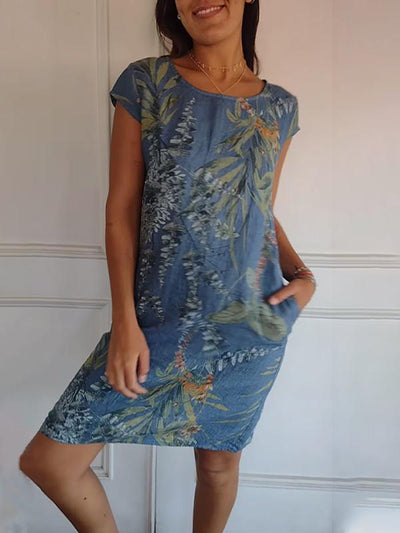 Vestido Angela Casual con Estampado de Hojas para Verano