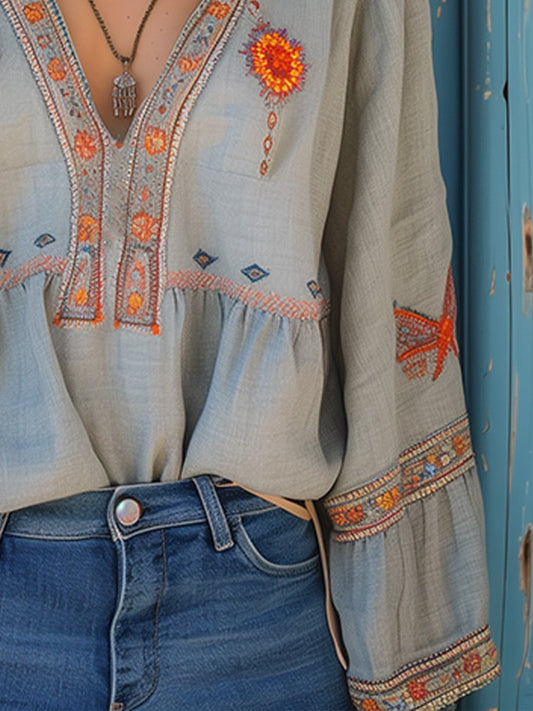 Blusa Magdalena Bohemia Bordada de Verano