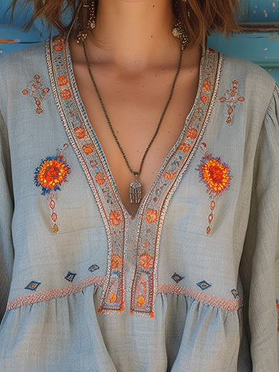 Blusa Magdalena Bohemia Bordada de Verano