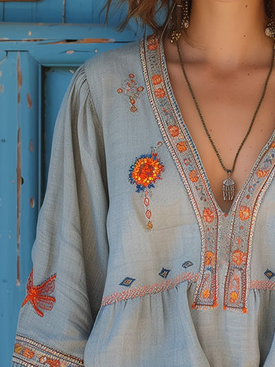 Blusa Magdalena Bohemia Bordada de Verano