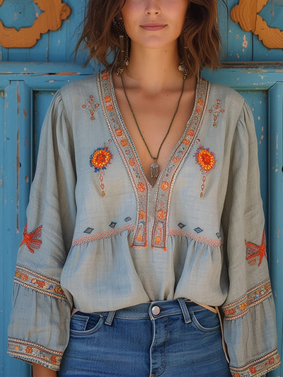 Blusa Magdalena Bohemia Bordada de Verano
