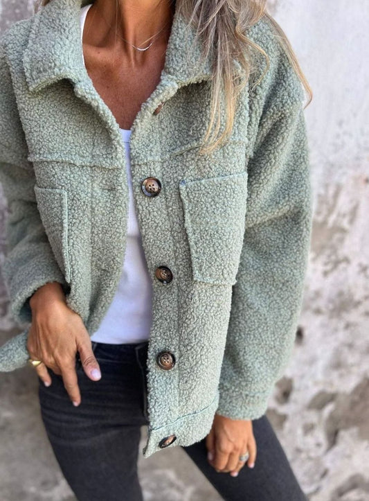 Chaqueta Marie de Borreguito con Corte Relajado