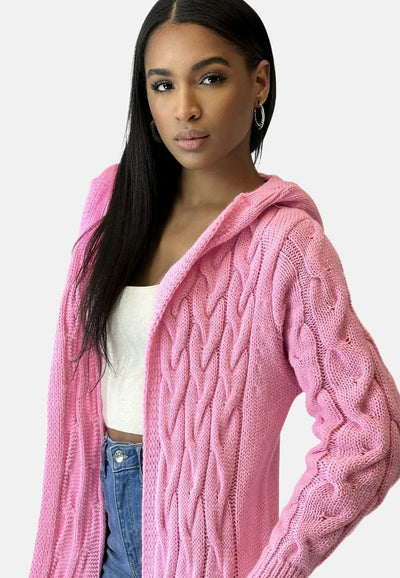 Cárdigan Charlotte Oversize de Punto Grueso con Capucha