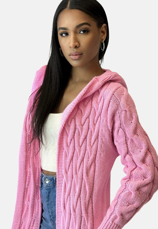 Cárdigan Charlotte Oversize de Punto Grueso con Capucha