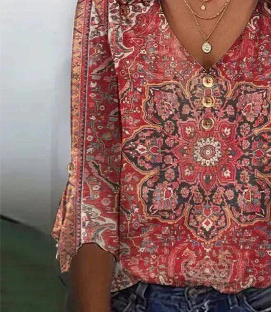 Blusa Elfriede de Estampado Bohemio