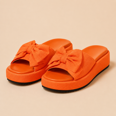 Sandalias Rosali con Plataforma y Lazo - Calzado de Plataforma con Detalle de Lazo