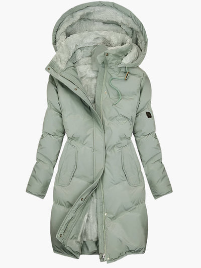 Abrigo Emma Largo de Invierno con Capucha de Pelo Sintético