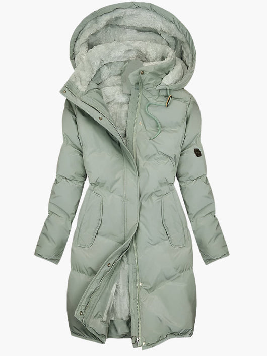 Abrigo Emma Largo de Invierno con Capucha de Pelo Sintético