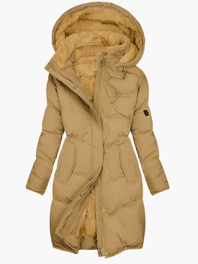 Abrigo Emma Largo de Invierno con Capucha de Pelo Sintético